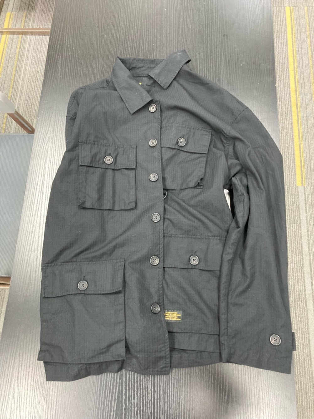 Black Utility Button-Front Men's Jacket